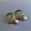 Boucles d'oreilles vintage Penelope avec pierre verte et perle